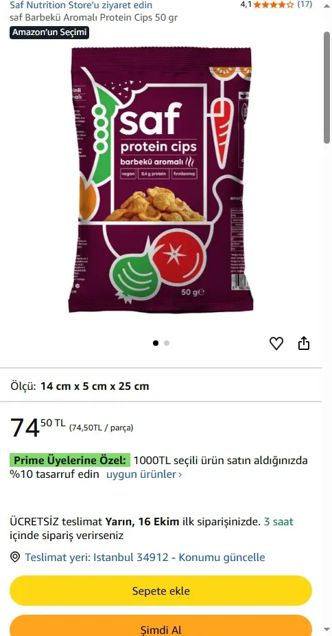 saf Barbekü Aromalı Protein Cips 50 gr