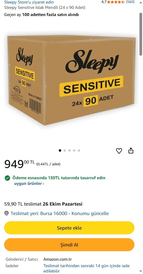 Sleepy Sensitive Islak Mendil (24 x 90 Adet)