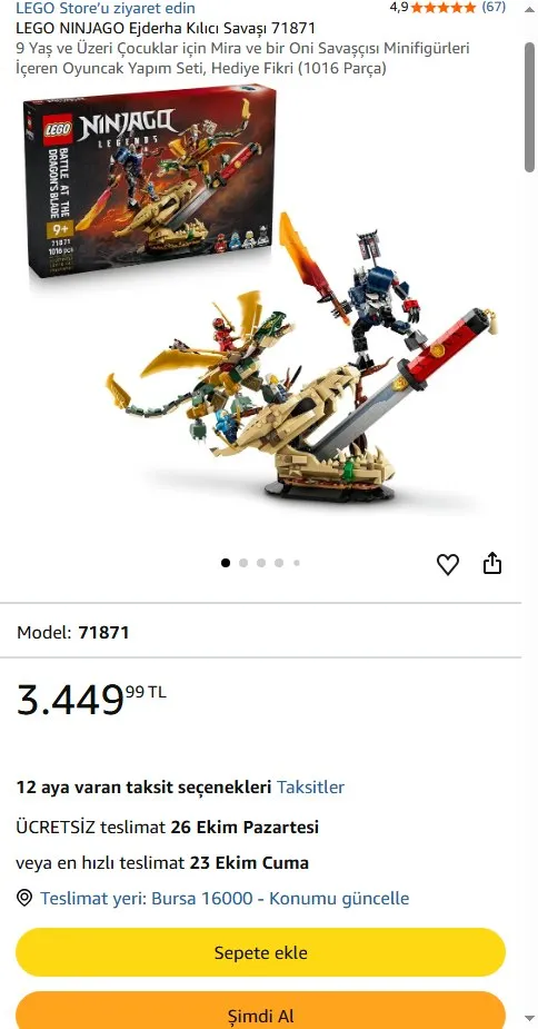 LEGO NINJAGO Ejderha Kılıcı Savaşı 71871