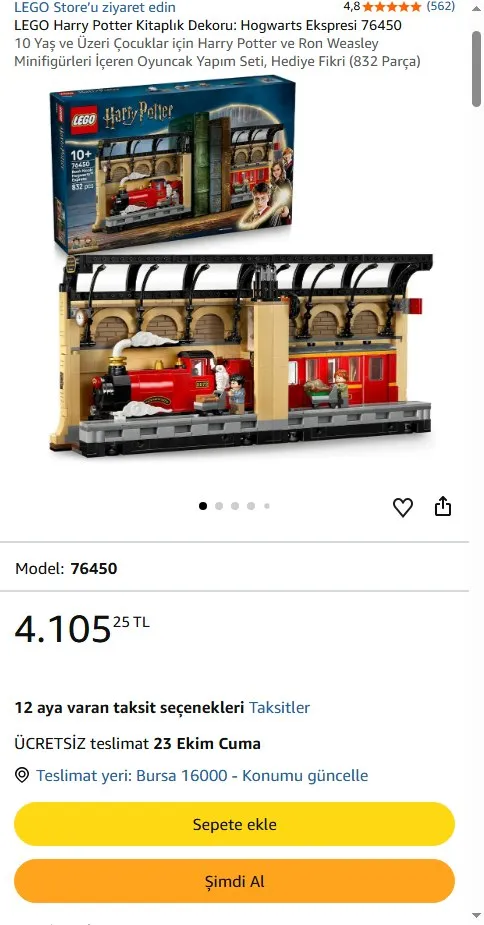 LEGO Harry Potter Kitaplık Dekoru: Hogwarts Ekspresi 76450