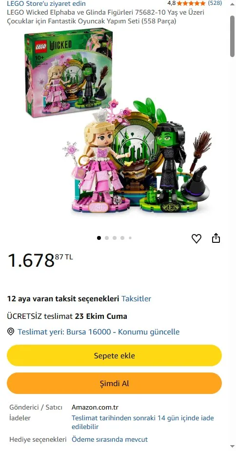 LEGO Wicked Elphaba ve Glinda Figürleri 75682-10 Yaş ve Üzeri Çocuklar için Fantastik Oyuncak Yapım Seti (558 Parça)
