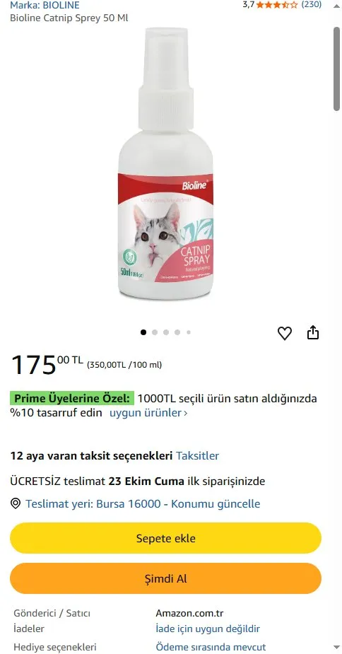 Bioline Catnip Sprey 50 Ml