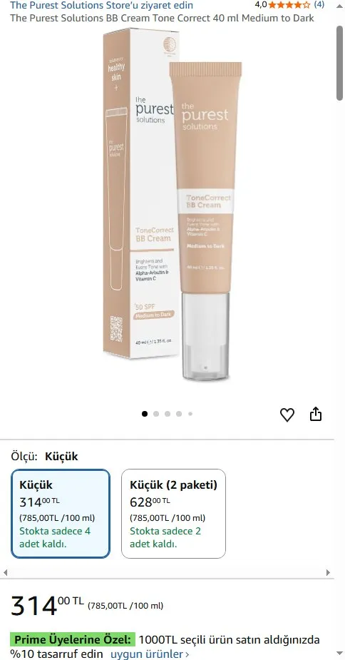 The Purest Solutions BB Cream Tone Correct 40 ml Medium to Dark