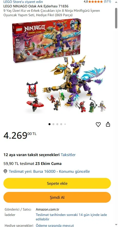 LEGO NINJAGO Odak Ark Ejderhası 71836