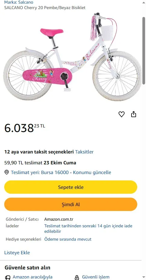 SALCANO Cherry 20 Pembe/Beyaz Bisiklet