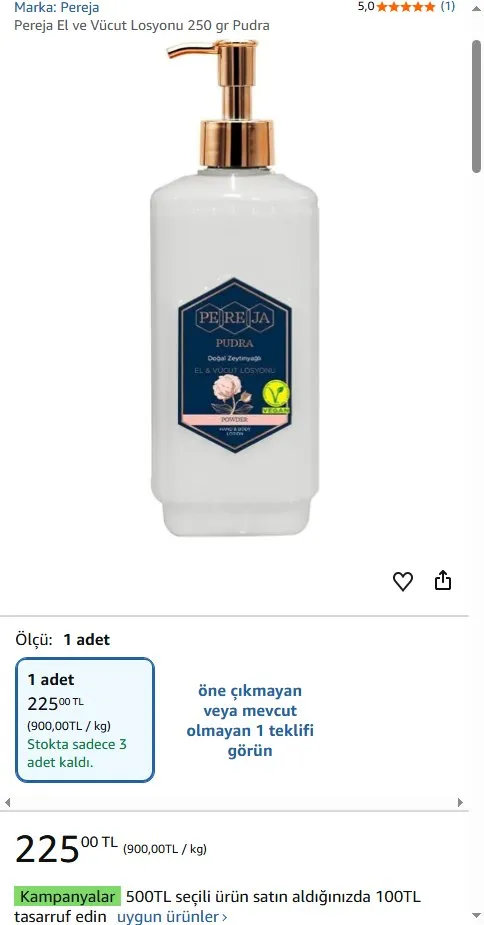Pereja El ve Vücut Losyonu 250 gr Pudra