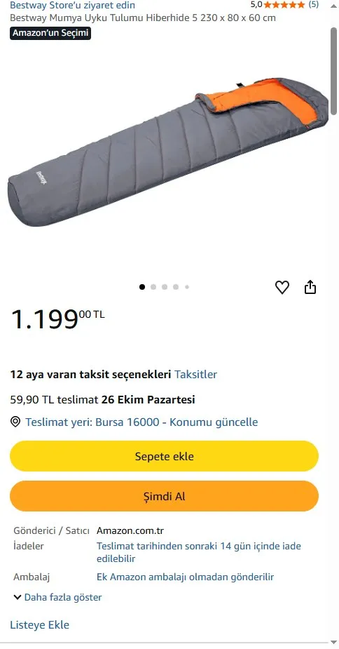 Bestway Mumya Uyku Tulumu Hiberhide 5 230 x 80 x 60 cm
