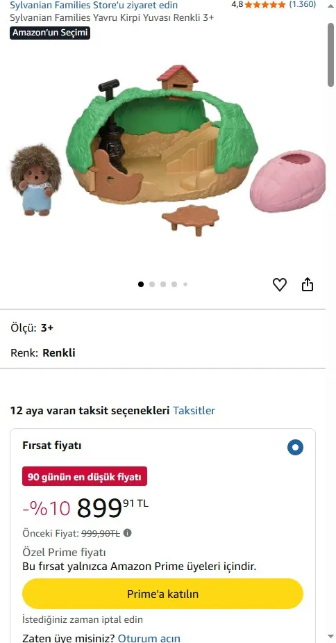 Sylvanian Families Yavru Kirpi Yuvası Renkli 3+