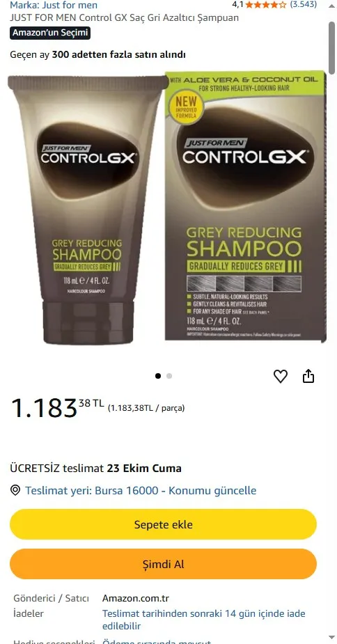 JUST FOR MEN Control GX Saç Gri Azaltıcı Şampuan