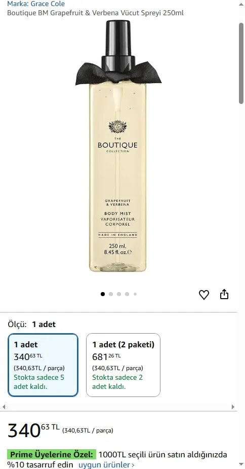 Boutique BM Grapefruit & Verbena Vücut Spreyi 250ml