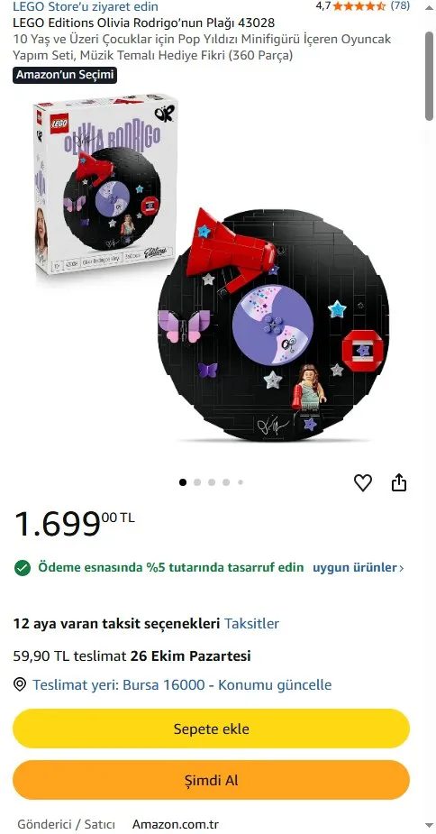 LEGO Editions Olivia Rodrigo’nun Plağı 43028