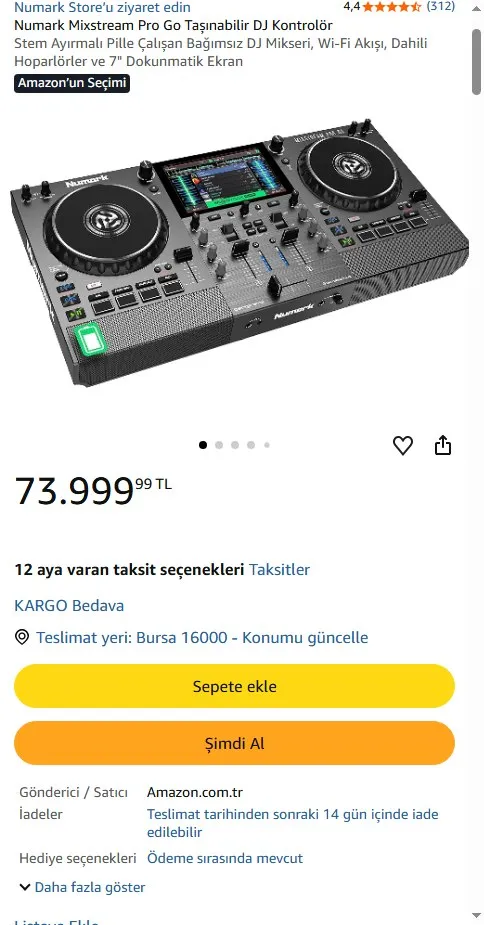 Numark Mixstream Pro Go Taşınabilir DJ Kontrolör