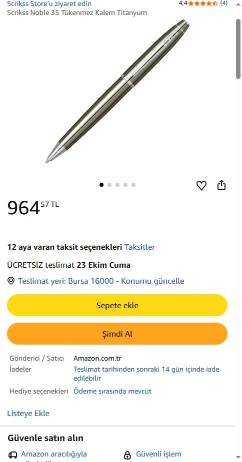 Scrikss Noble 35 Tükenmez Kalem Titanyum