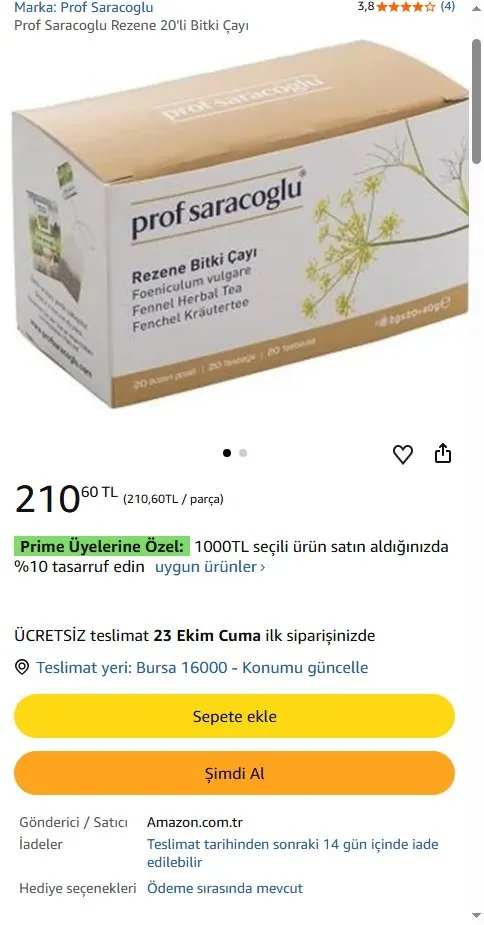 Prof Saracoglu Rezene 20'li Bitki Çayı