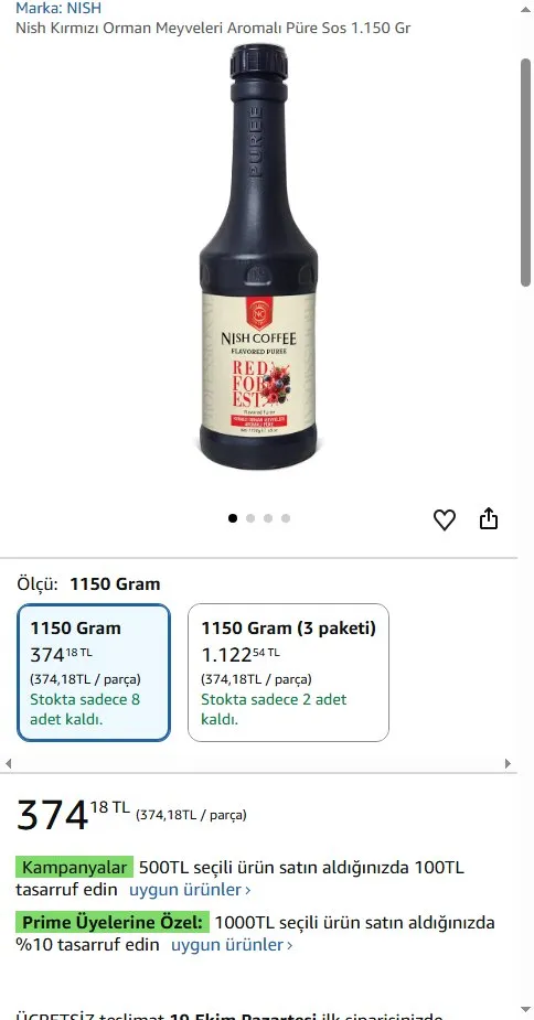Nish Kırmızı Orman Meyveleri Aromalı Püre Sos 1.150 Gr