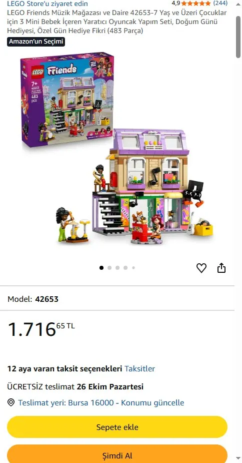 LEGO Friends Müzik Mağazası ve Daire 42653-7 Yaş ve Üzeri Çocuklar için 3 Mini Bebek İçeren Yaratıcı Oyuncak Yapım Seti, Doğum Günü Hediyesi, Özel Gün Hediye Fikri (483 Parça)