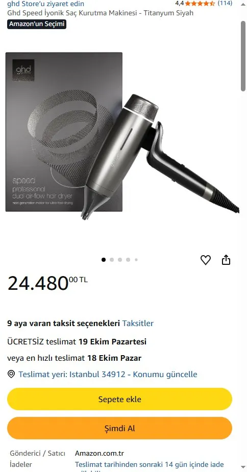 Ghd Speed İyonik Saç Kurutma Makinesi - Titanyum Siyah