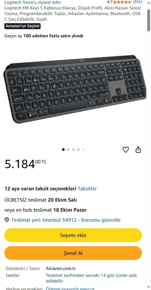 Logitech MX Keys S Kablosuz Klavye, Düşük Profil, Akıcı Hassas Sessiz Yazma, Programlanabilir Tuşlar, Arkadan Aydınlatma, Bluetooth, USB C Şarj Edilebilir, Siyah