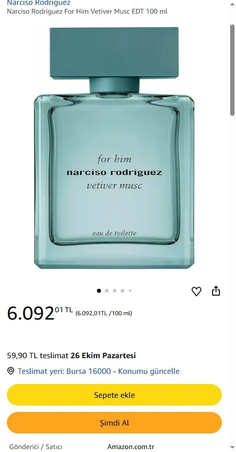 Narciso Rodriguez For Him Vetiver Musc EDT 100 ml