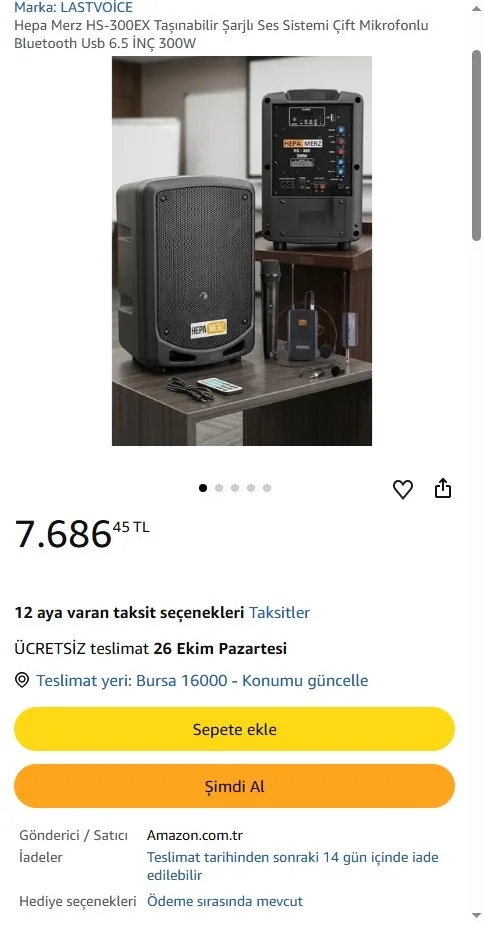 Hepa Merz HS-300EX Taşınabilir Şarjlı Ses Sistemi Çift Mikrofonlu Bluetooth Usb 6.5 İNÇ 300W