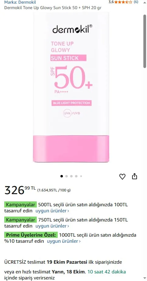 Dermokil Tone Up Glowy Sun Stick 50 + SPH 20 gr