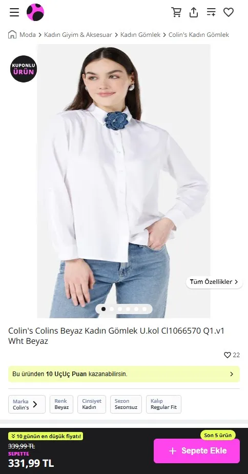 Colin's Colins Beyaz Kadın Gömlek U.kol Cl1066570 Q1.v1 Wht Beyaz