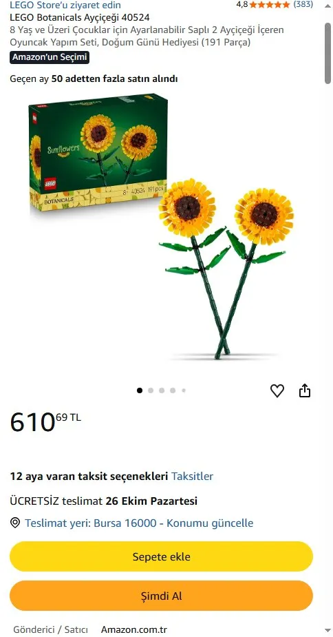 LEGO Botanicals Ayçiçeği 40524