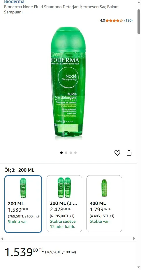 Bioderma Node Fluid Shampoo Deterjan İçermeyen Saç Bakım Şampuanı