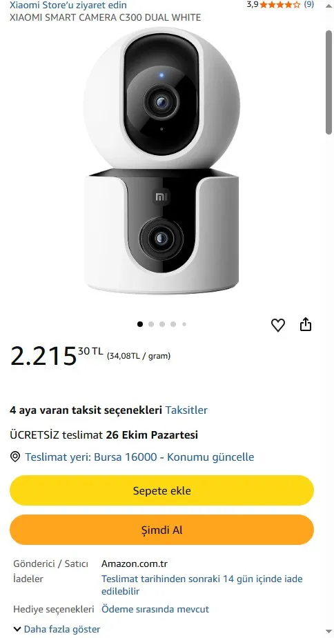 XIAOMI SMART CAMERA C300 DUAL WHITE