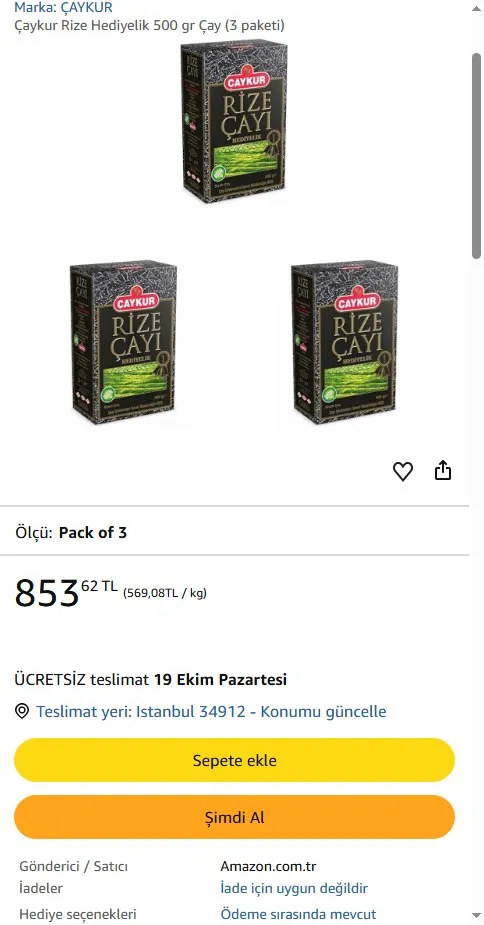 Çaykur Rize Hediyelik 500 gr Çay (3 paketi)