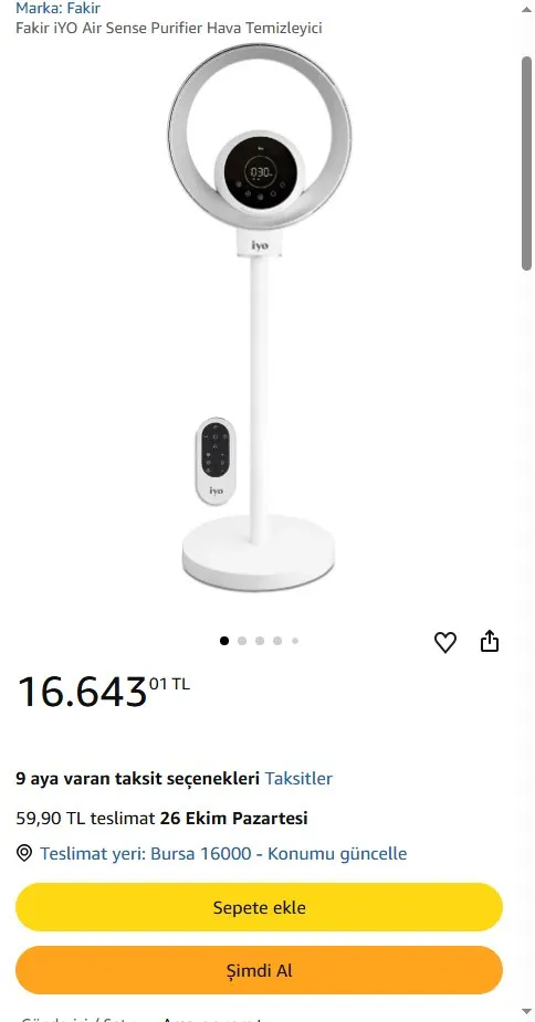 Fakir iYO Air Sense Purifier Hava Temizleyici