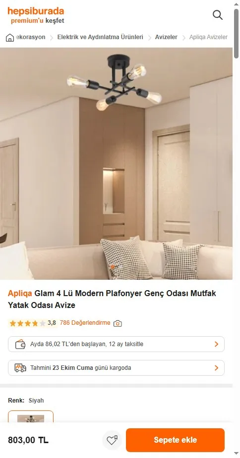 Apliqa Glam 4 Lü Modern Plafonyer Genç Odası Mutfak Yatak Odası Avize