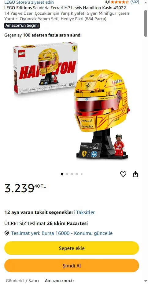 LEGO Editions Scuderia Ferrari HP Lewis Hamilton Kaskı 43022