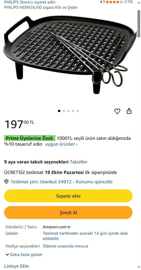 PHILIPS HD9926/00 Izgara Kiti ve Şişler
