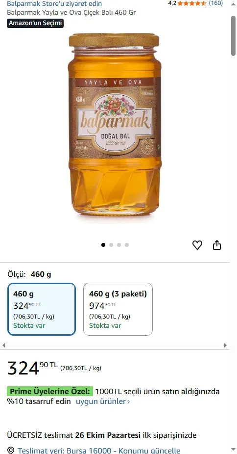 Balparmak Yayla ve Ova Çiçek Balı 460 Gr