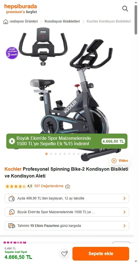 Kochler Profesyonel Spinning Bike-2 Kondisyon Bisikleti ve Kondisyon Aleti