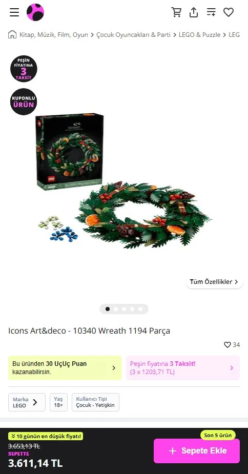 Icons Art&deco - 10340 Wreath 1194 Parça