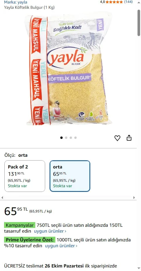 Yayla Köftelik Bulgur (1 Kg)