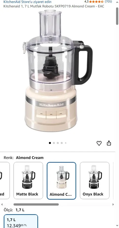 Kitchenaid 1, 7 L Mutfak Robotu 5KFP0719 Almond Cream - EAC