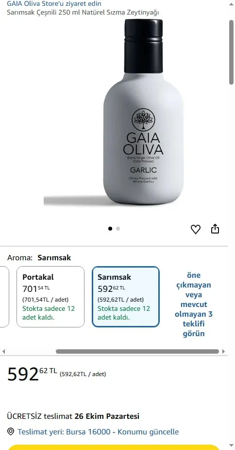 Sarımsak Çeşnili 250 ml Natürel Sızma Zeytinyağı