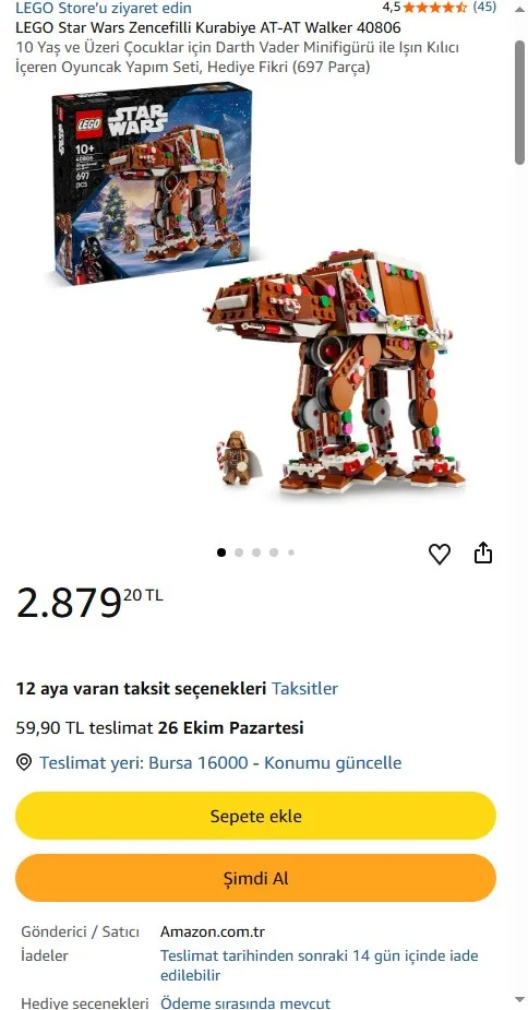LEGO Star Wars Zencefilli Kurabiye AT-AT Walker 40806
