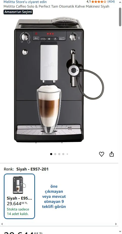 Melitta Caffeo Solo & Perfect Tam Otomatik Kahve Makinesi Siyah