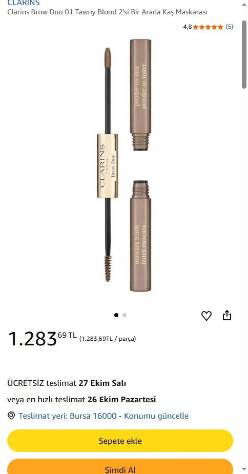 Clarins Brow Duo 01 Tawny Blond 2'si Bir Arada Kaş Maskarası