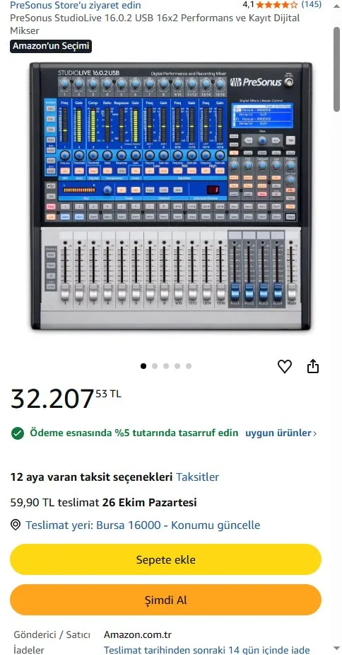 PreSonus StudioLive 16.0.2 USB 16x2 Performans ve Kayıt Dijital Mikser