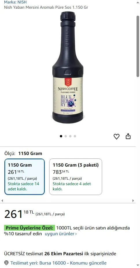 Nish Yaban Mersini Aromalı Püre Sos 1.150 Gr