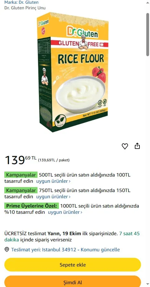 Dr. Gluten Pirinç Unu