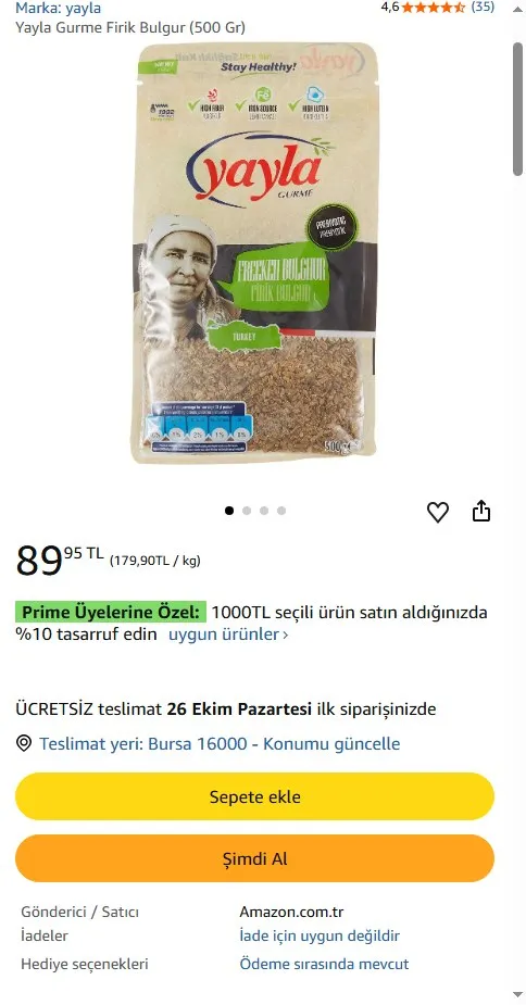 Yayla Gurme Firik Bulgur (500 Gr)