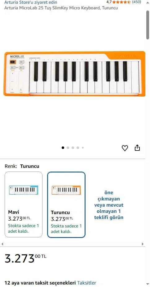 Arturia MicroLab 25 Tuş SlimKey Micro Keyboard, Turuncu