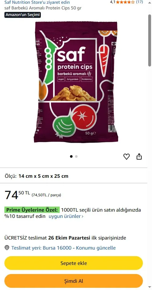 saf Barbekü Aromalı Protein Cips 50 gr