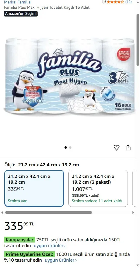 Familia Plus Maxi Hijyen Tuvalet Kağdı 16 Adet